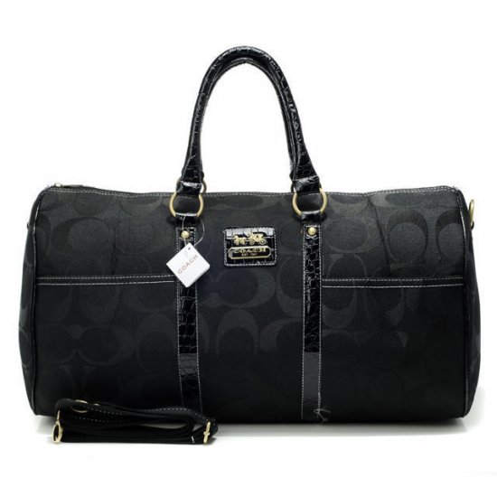 Coach Bleecker Monogram In Signature Large Black Luggage Bags AFN - Click Image to Close